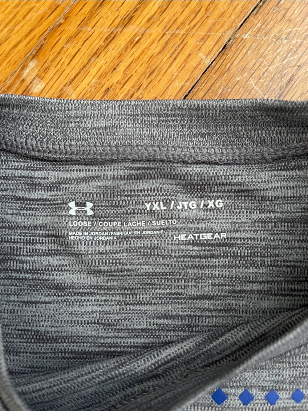 Under Armour Grey Tee with Blue Graphic and Red Logo - Picture 2 of 4